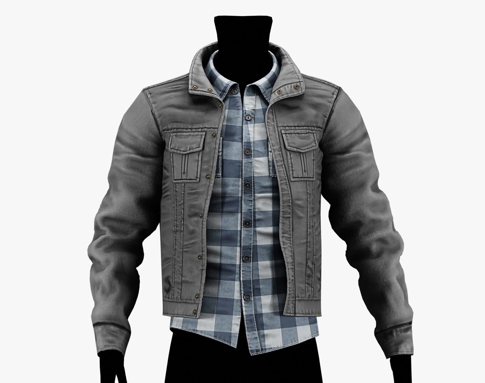 3D Jacket + Flannel Plaid Shirt Casual Clothing 2 - EBOY Pack | WOLVES STUDIO