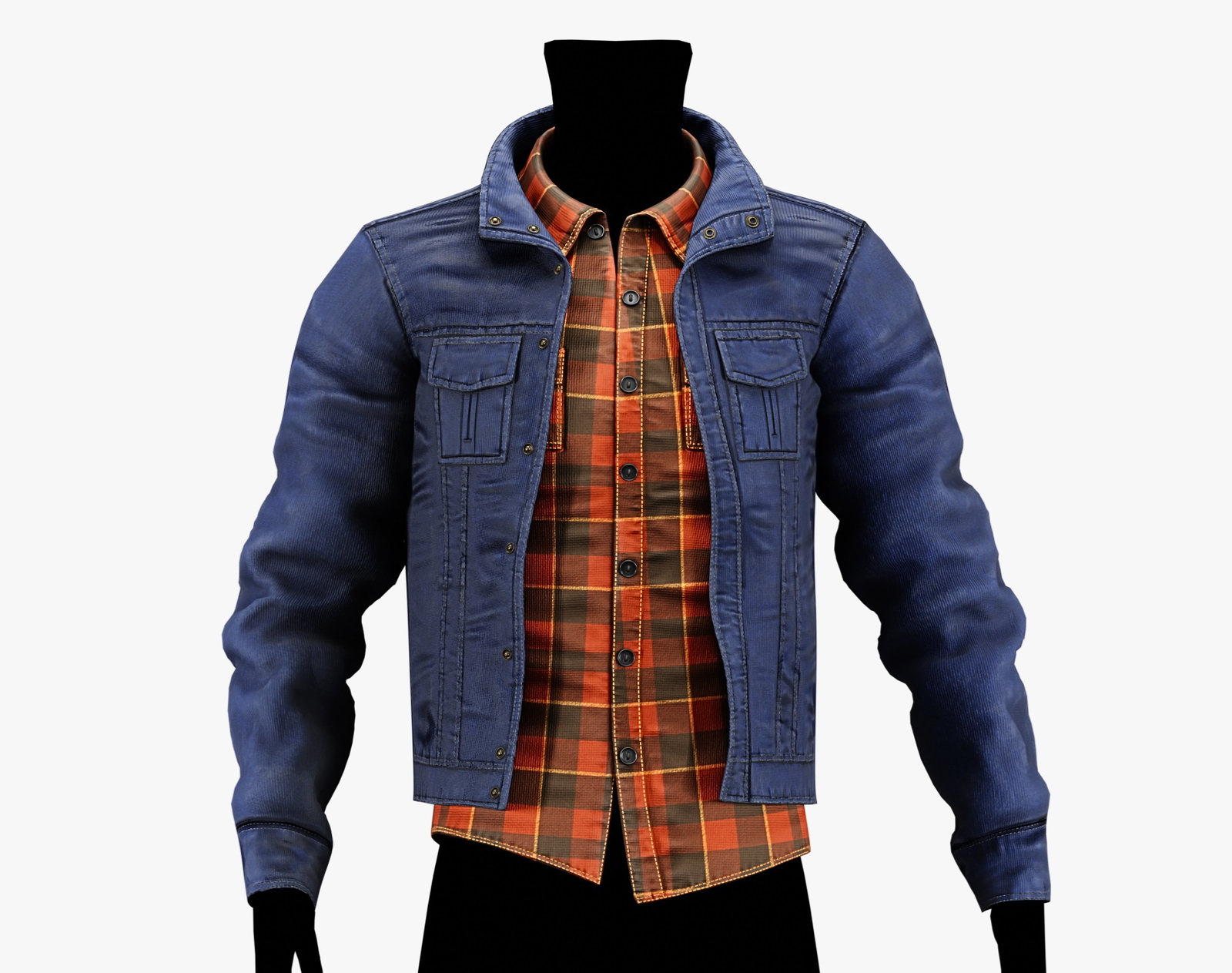 3D Jacket + Flannel Plaid Shirt Casual Clothing 2 - EBOY Pack | WOLVES STUDIO