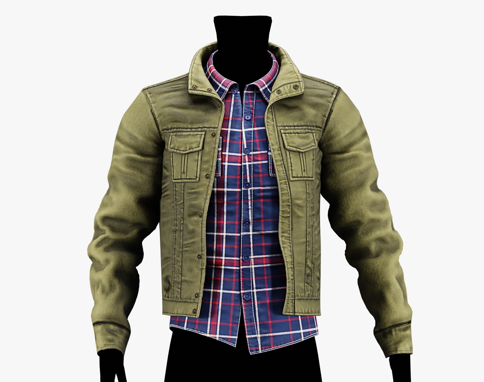 3D Jacket + Flannel Plaid Shirt Casual Clothing 2 - EBOY Pack | WOLVES STUDIO