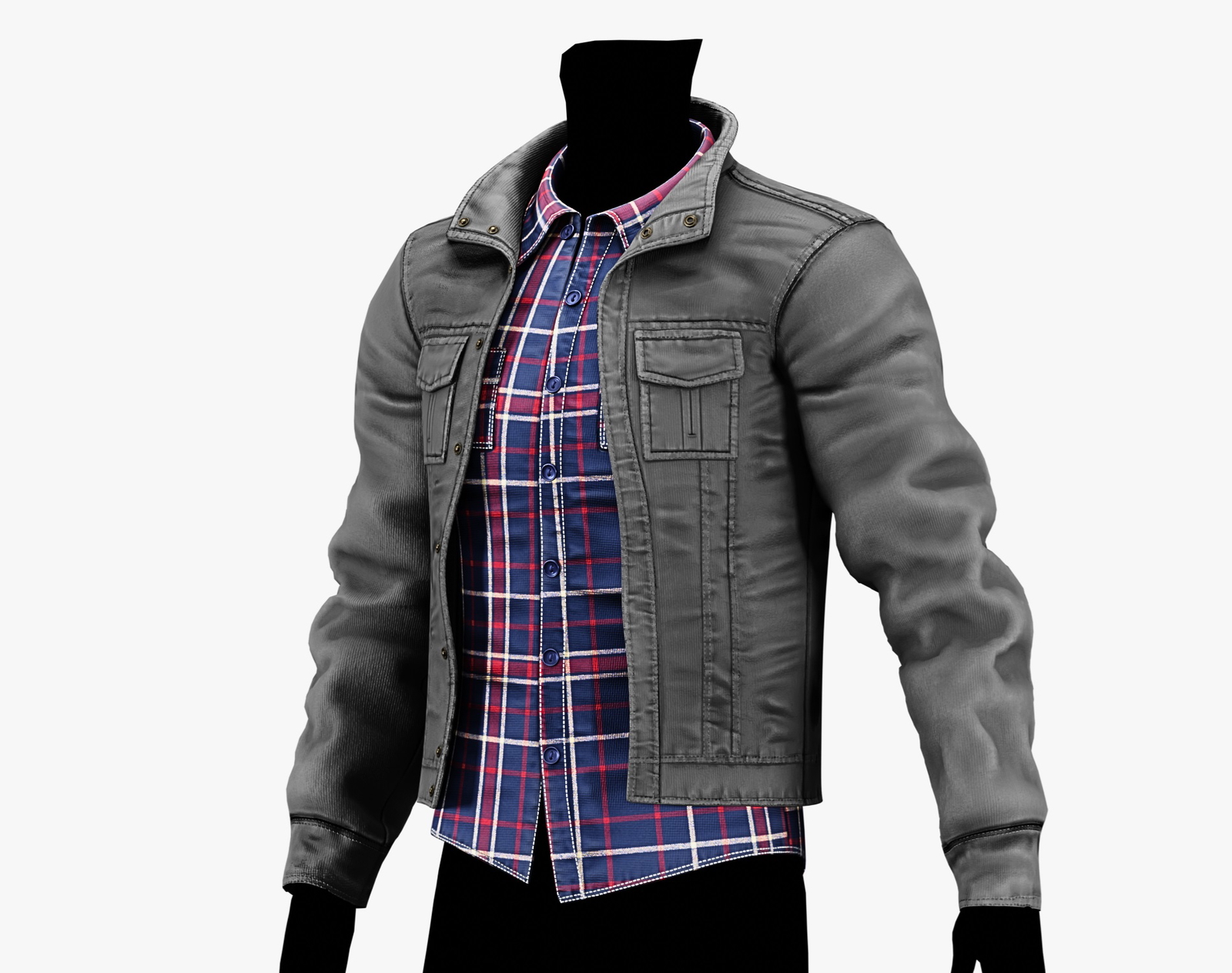 3D Jacket + Flannel Plaid Shirt Casual Clothing 2 - EBOY Pack | WOLVES STUDIO