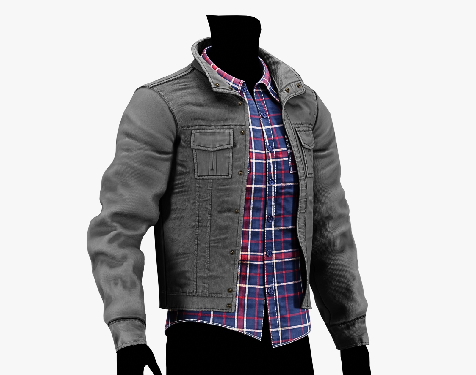 3D Jacket + Flannel Plaid Shirt Casual Clothing 2 - EBOY Pack | WOLVES STUDIO