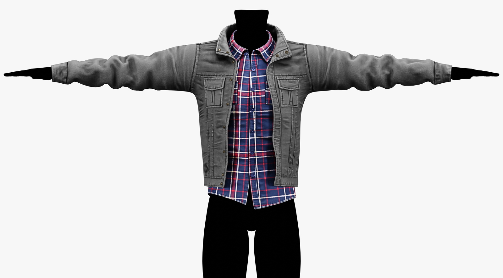 3D Jacket + Flannel Plaid Shirt Casual Clothing 2 - EBOY Pack | WOLVES STUDIO