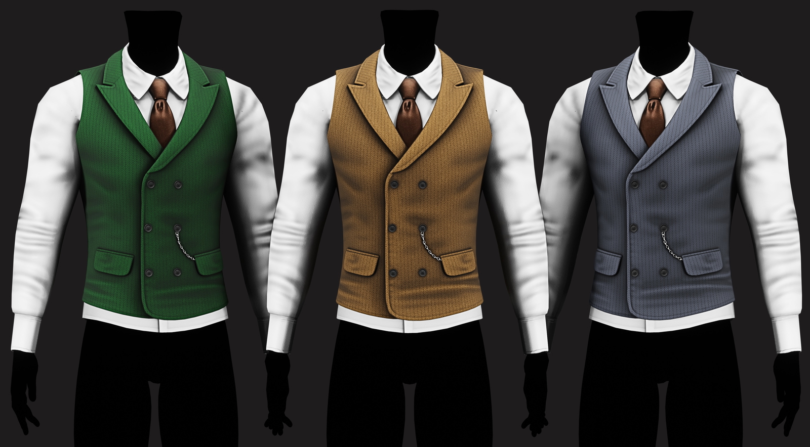 Suit Vest + Shirt Mafia Style Pack 01 | WOLVES STUDIO