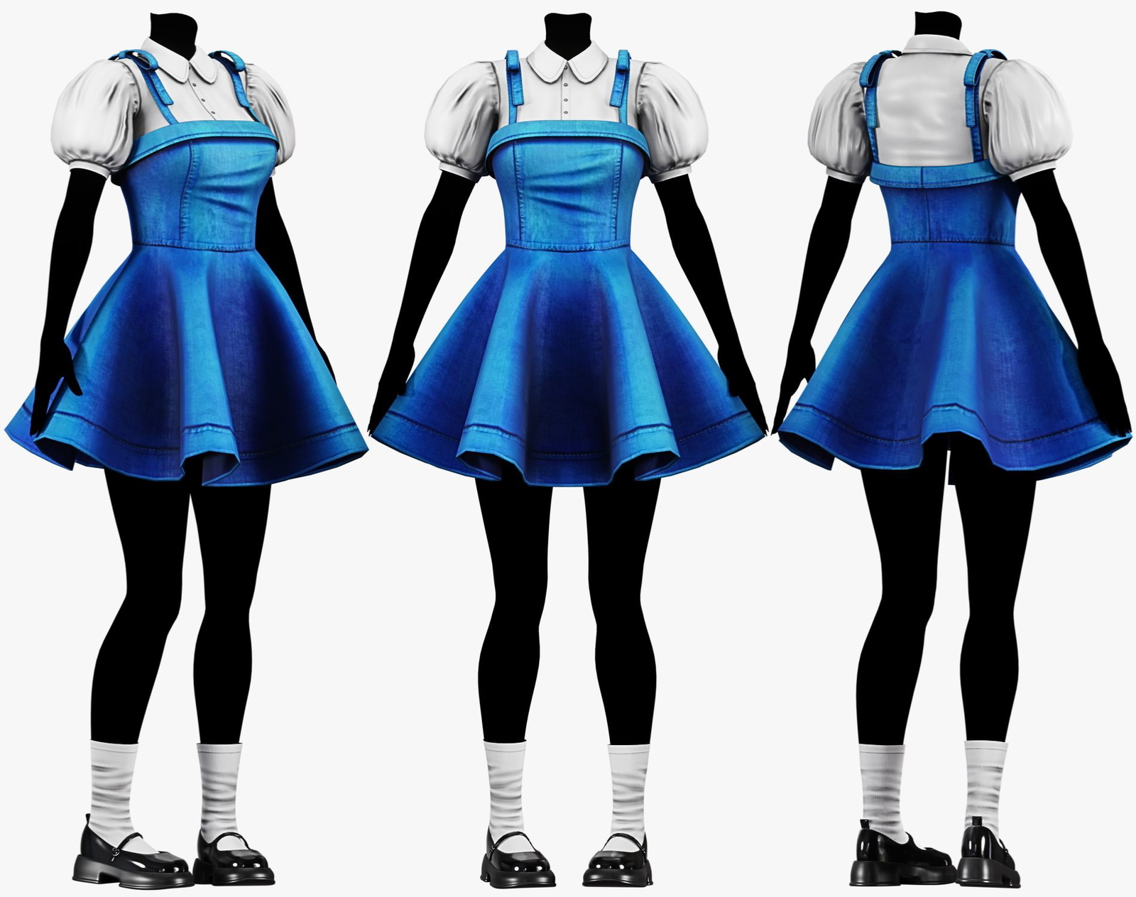 Wonderland Outfit Pack - Dress, Blouse, Socks, Shoes, Bow Headband | WOLVES STUDIO