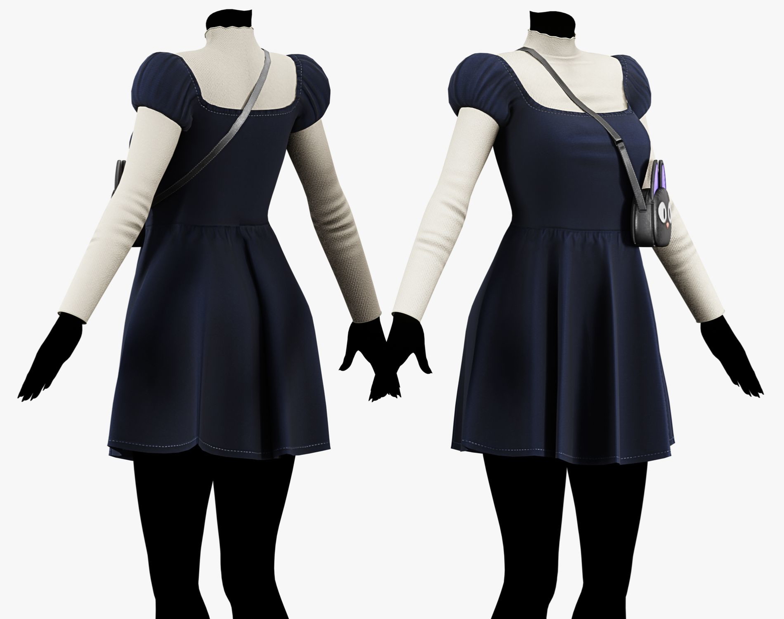 Cozy Witch Outfit Pack - Dress, Blouse, Broom, Bag, Shoes, Bow Headband