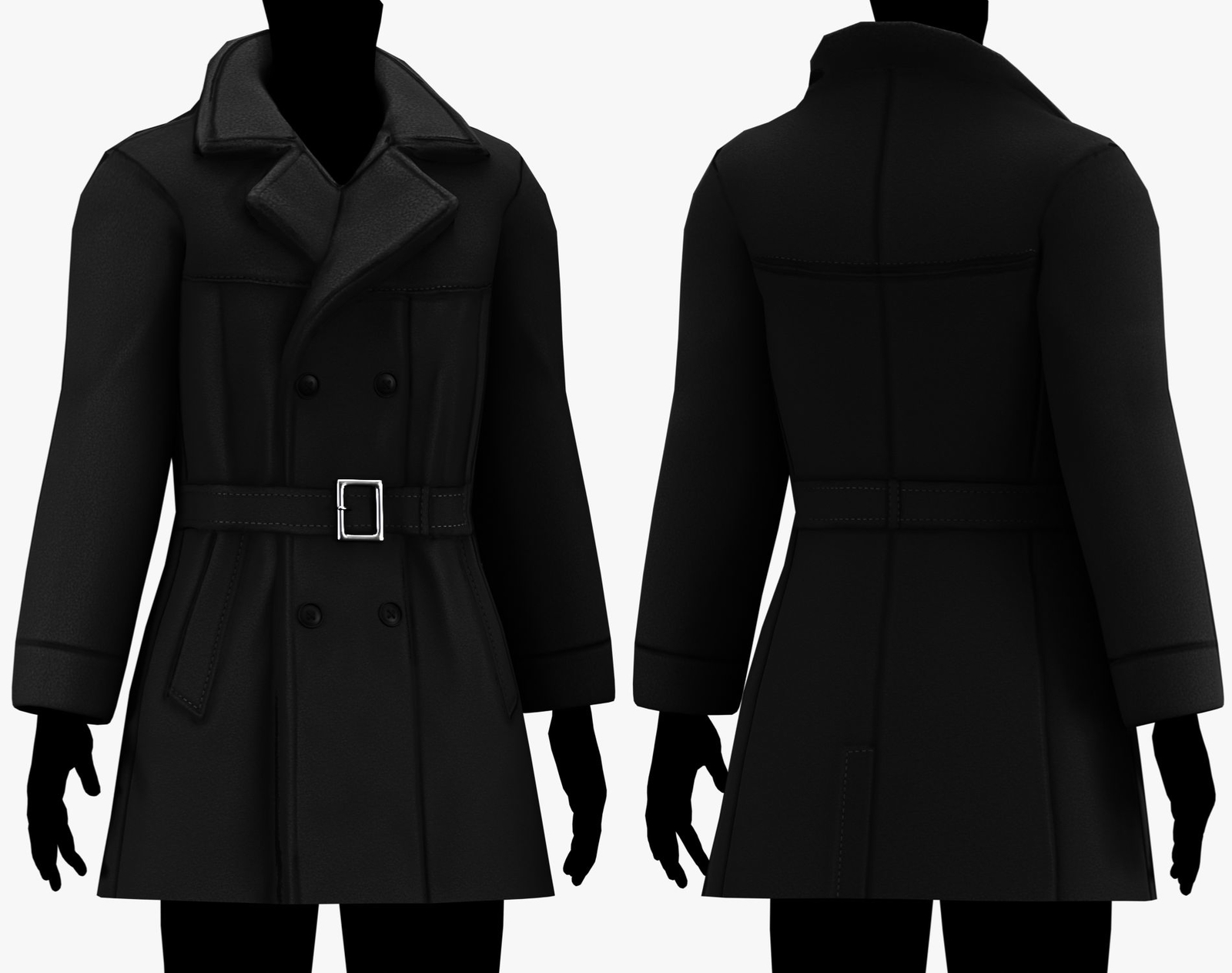 Noir Trench Coat Mafia Style - 5 Styles | WOLVES STUDIO