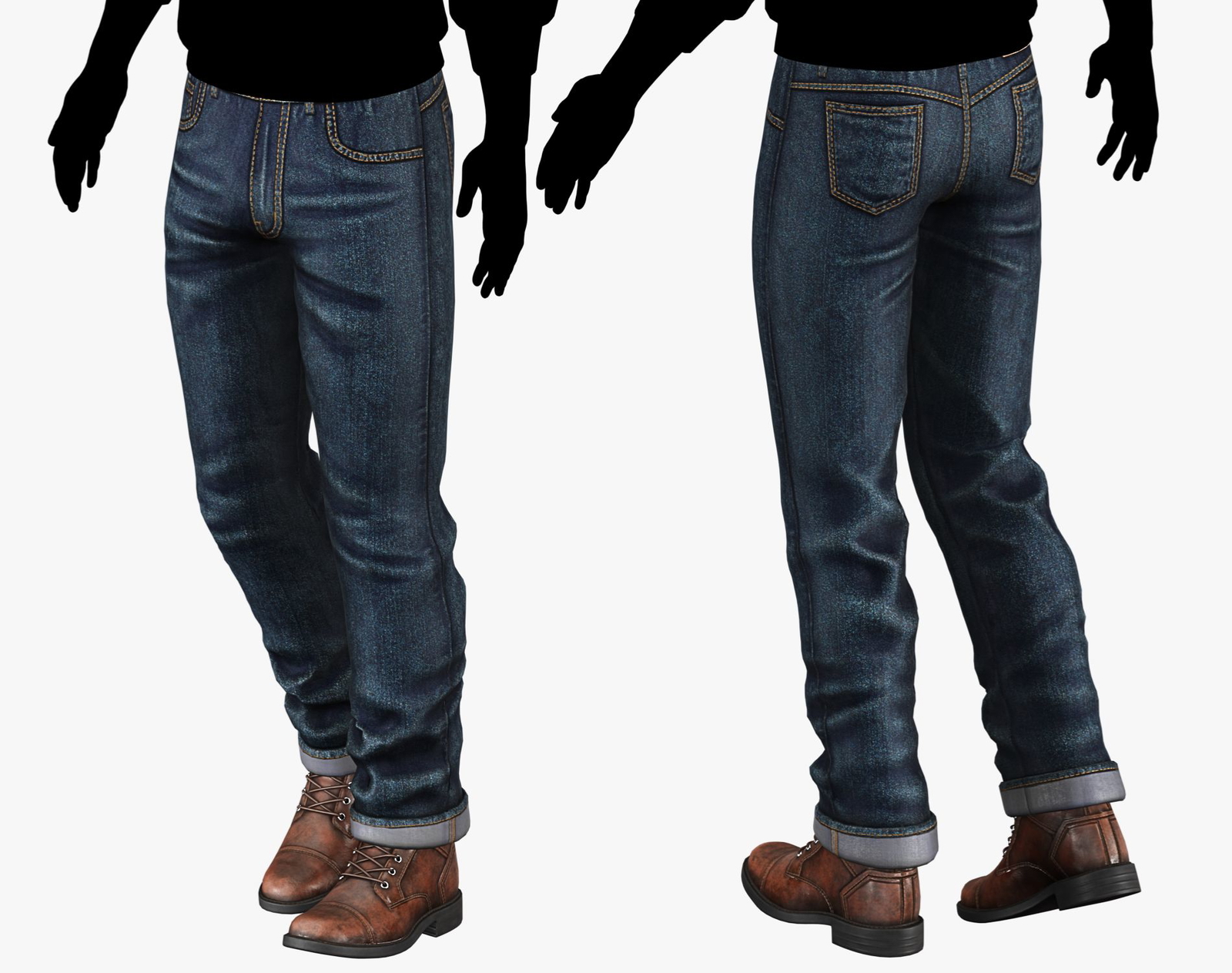 Male Casual Jeans Pants Pack - Game-Ready 3D Model | PBR 4K Denim | WOLVES STUDIO