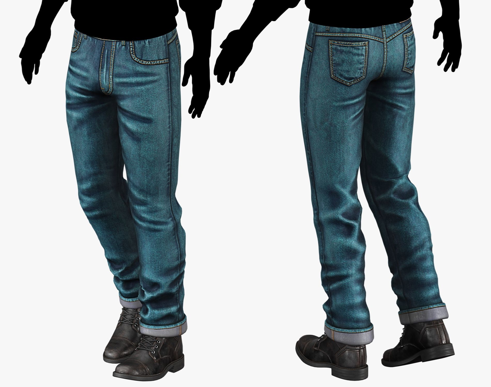 Male Casual Jeans Pants Pack - Game-Ready 3D Model | PBR 4K Denim | WOLVES STUDIO