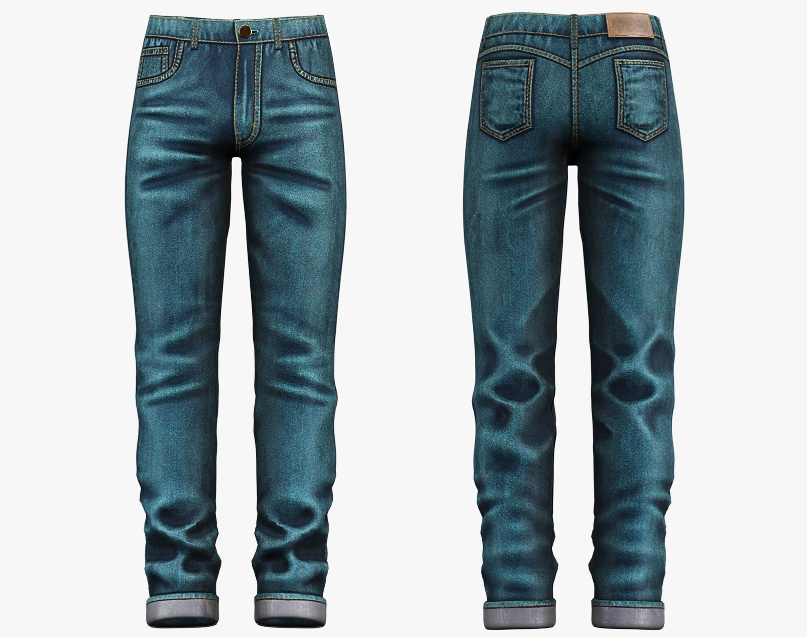 Male Casual Jeans Pants Pack - Game-Ready 3D Model | PBR 4K Denim | WOLVES STUDIO