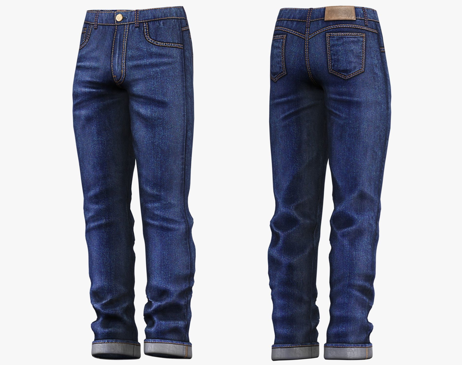 Male Casual Jeans Pants Pack - Game-Ready 3D Model | PBR 4K Denim | WOLVES STUDIO