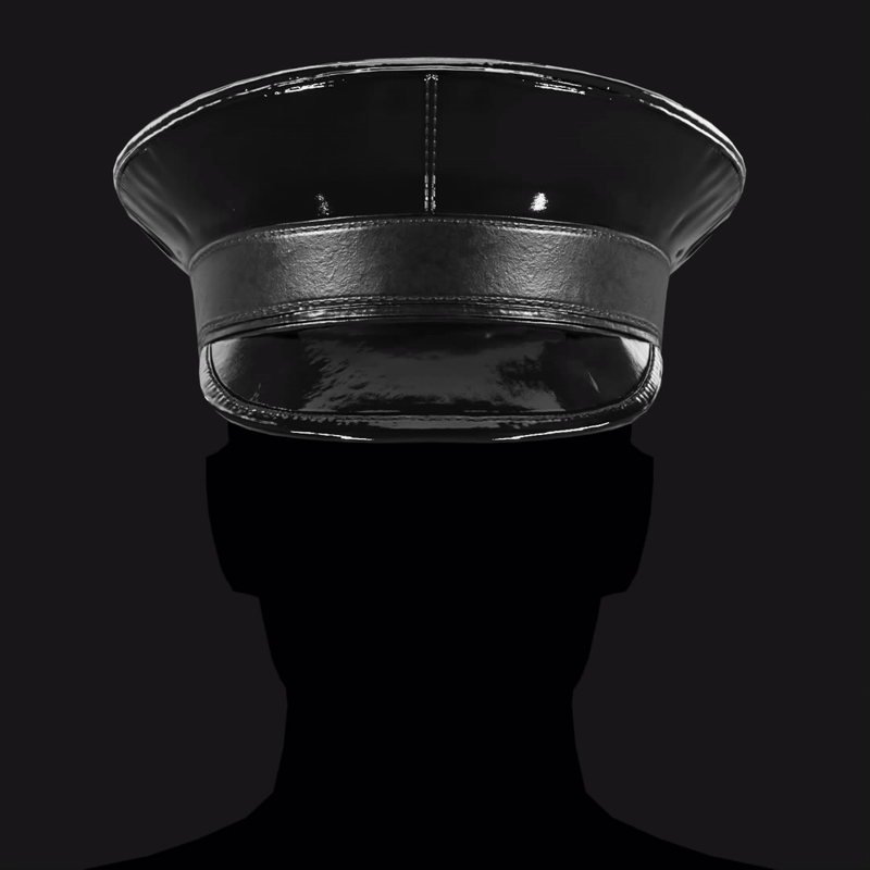 Black Latex Military Hat - Glossy High-Detail Accessory | WOLVES STUDIO