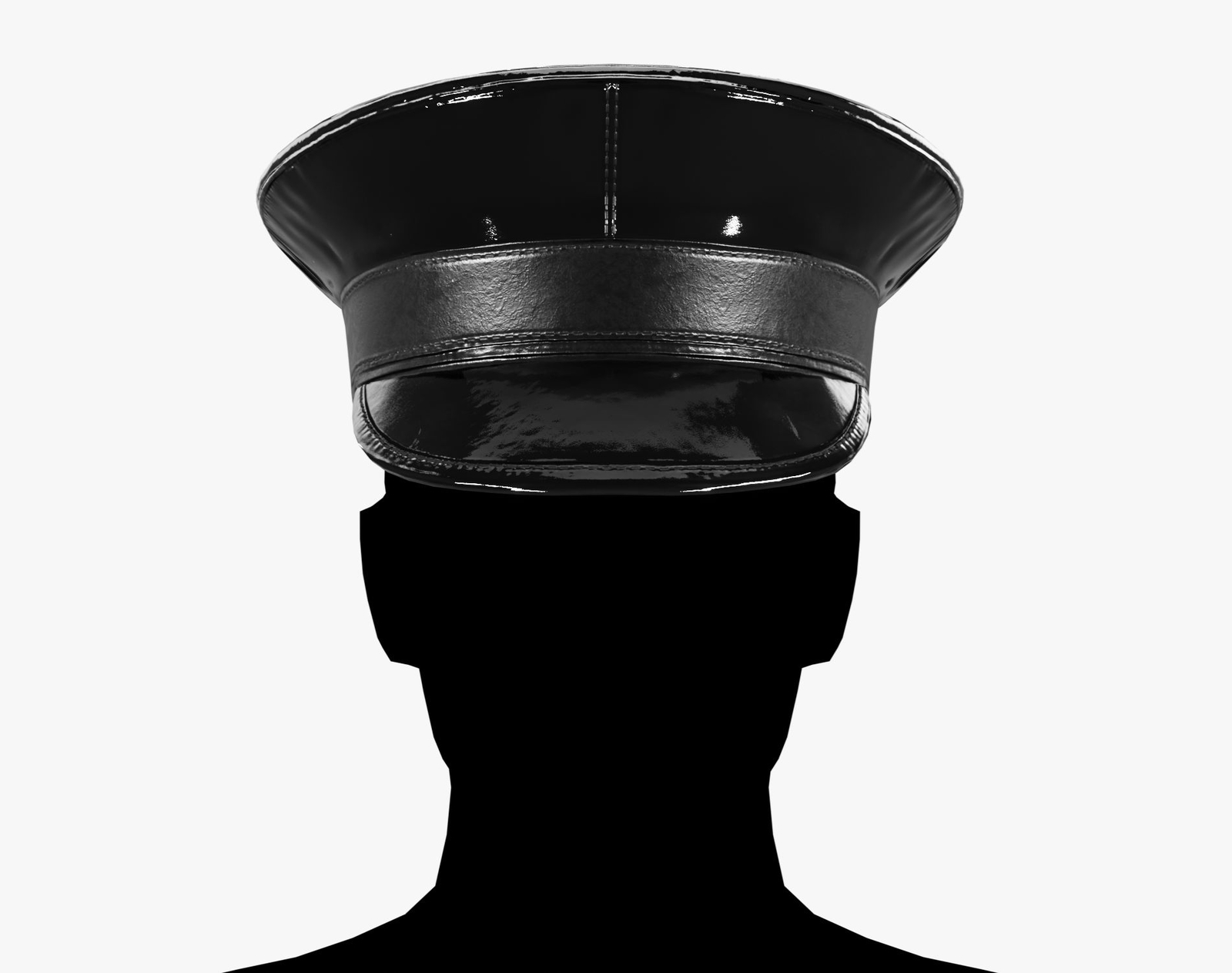 Black Latex Military Hat - Glossy High-Detail Accessory | WOLVES STUDIO