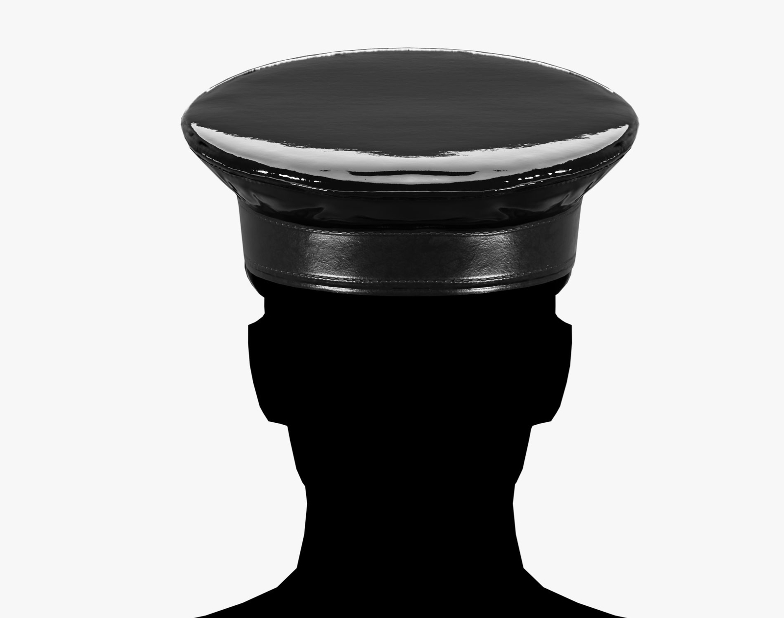 Black Latex Military Hat - Glossy High-Detail Accessory | WOLVES STUDIO