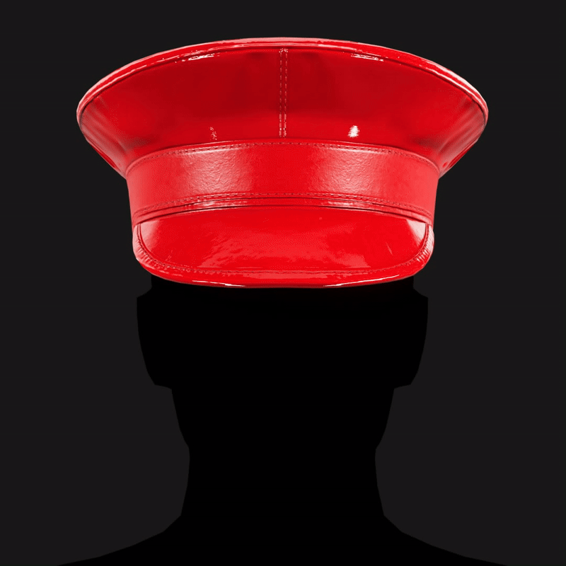 Red Latex Military Hat - Glossy High-Detail Accessory | WOLVES STUDIO