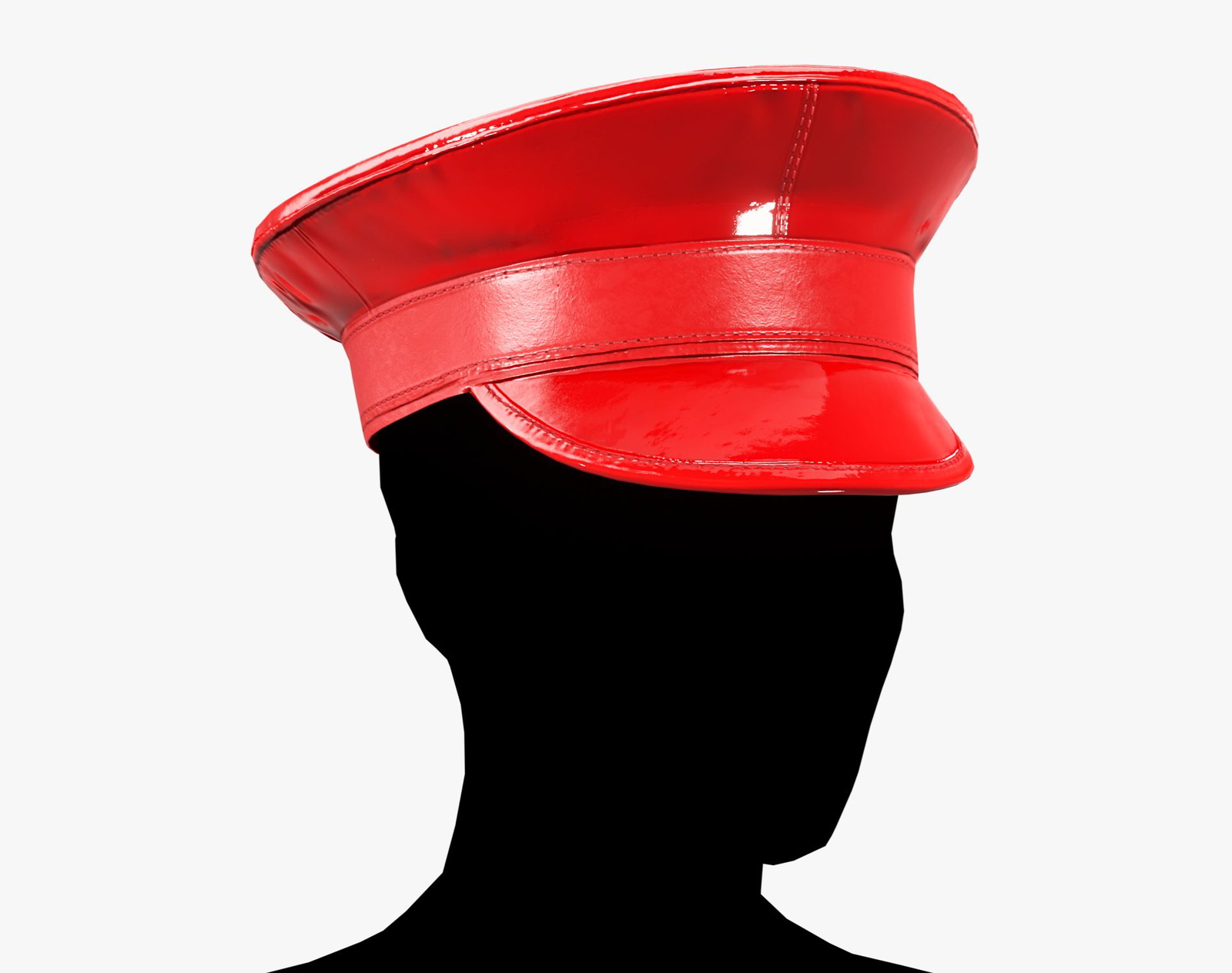 Red Latex Military Hat - Glossy High-Detail Accessory | WOLVES STUDIO
