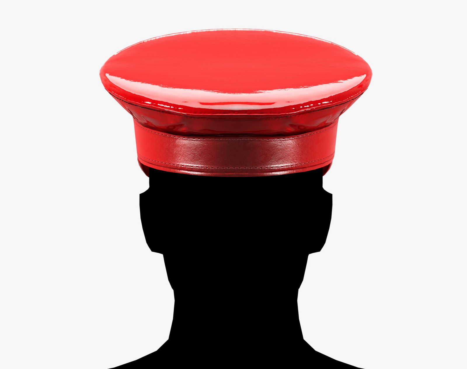 Red Latex Military Hat - Glossy High-Detail Accessory | WOLVES STUDIO