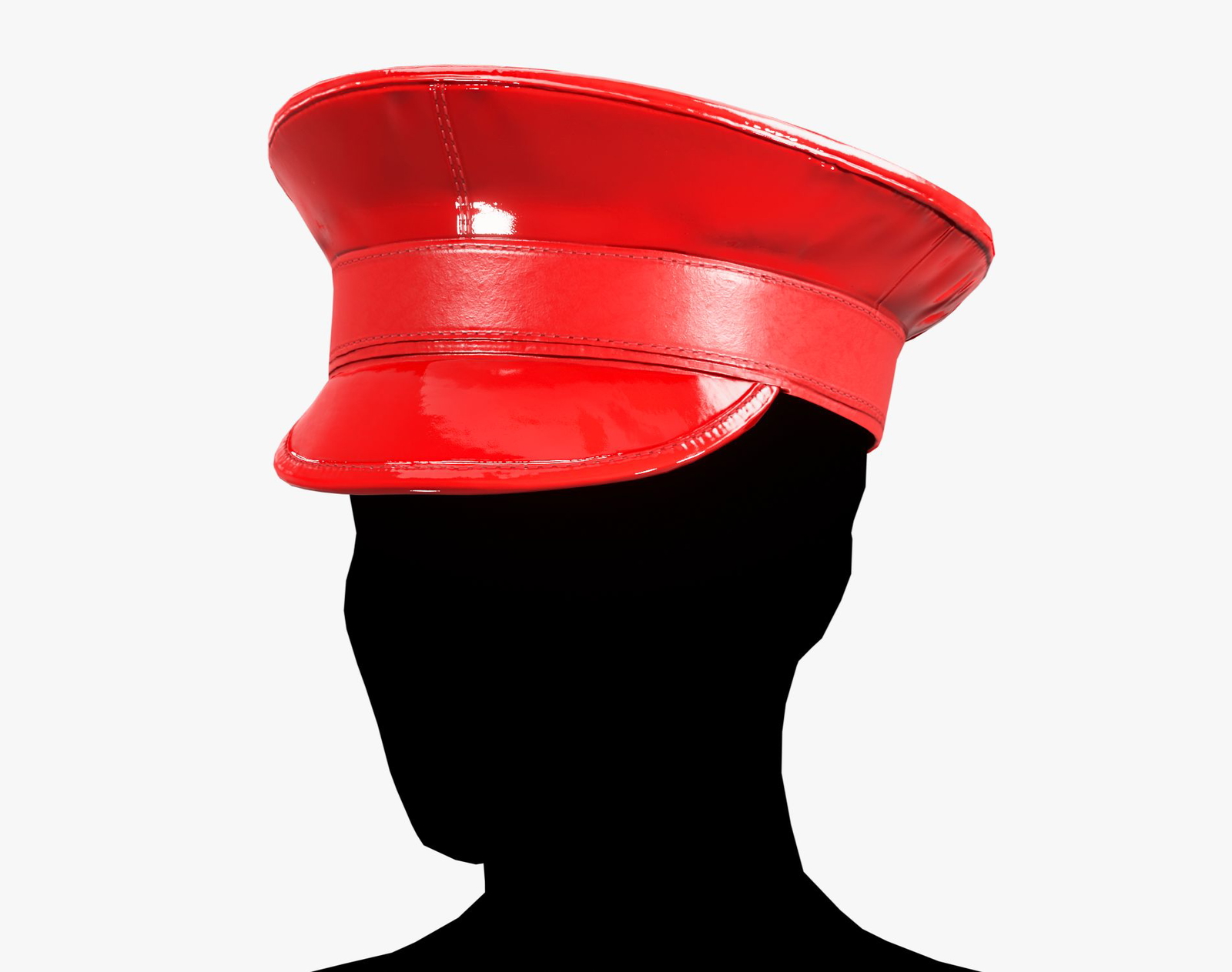 Red Latex Military Hat - Glossy High-Detail Accessory | WOLVES STUDIO
