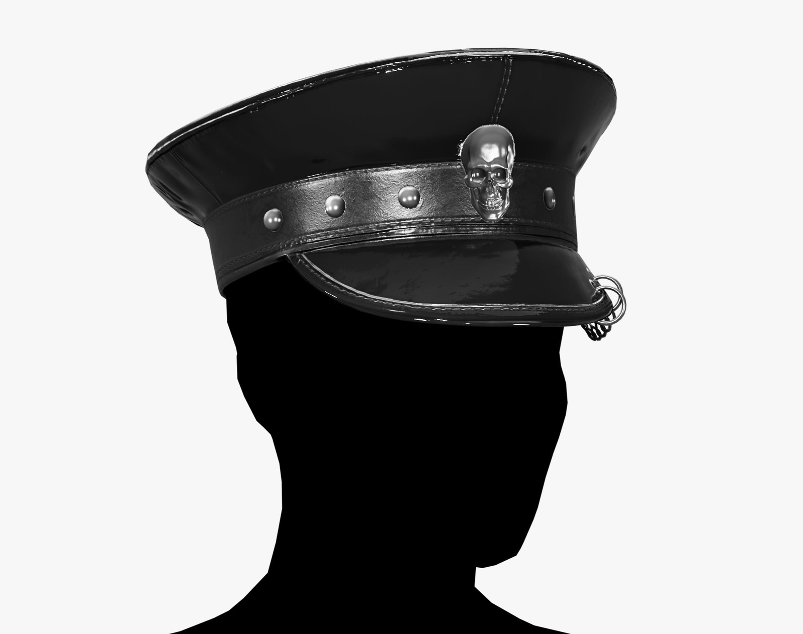 Black Latex Military Hat with Chain Detail - Avatar Accessory | WOLVES STUDIO