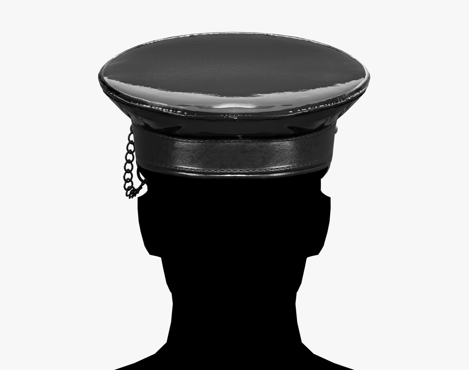 Black Latex Military Hat with Chain Detail - Avatar Accessory | WOLVES STUDIO