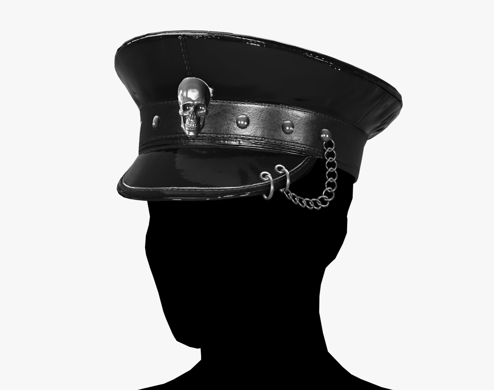 Black Latex Military Hat with Chain Detail - Avatar Accessory | WOLVES STUDIO