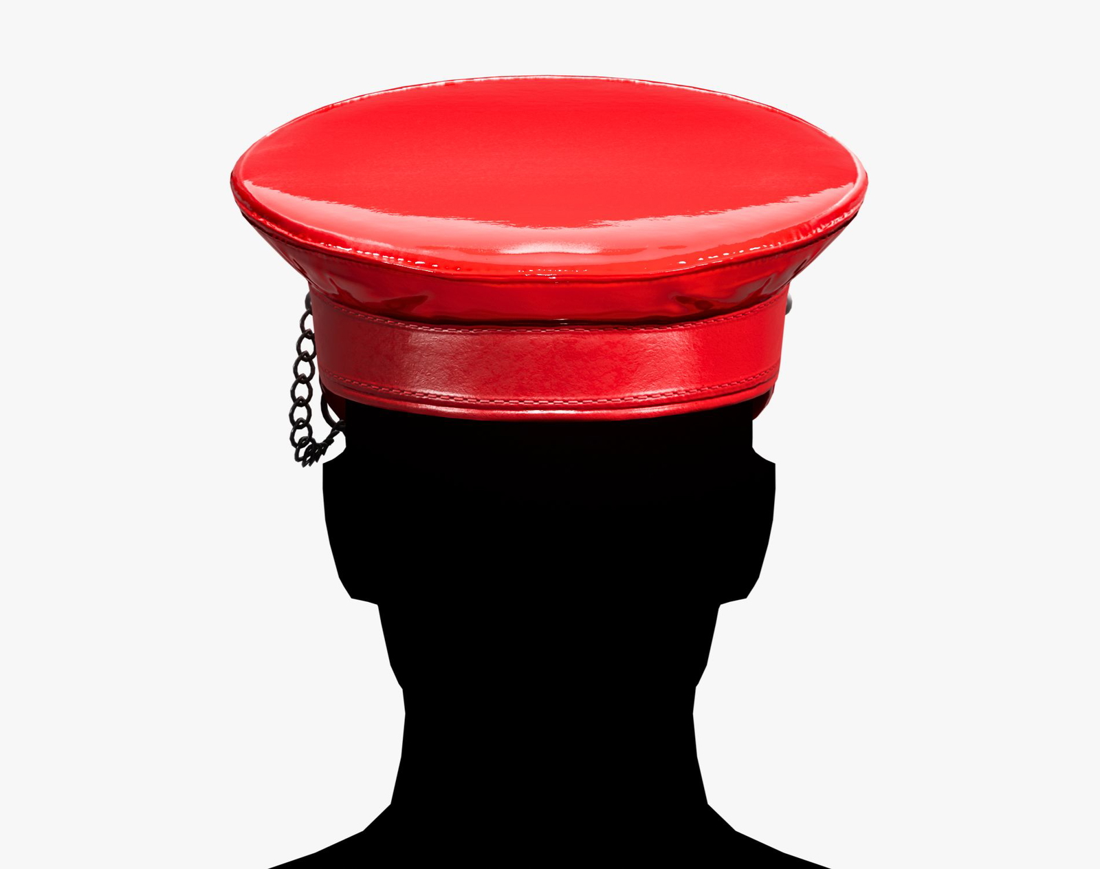 Red Latex Military Hat with Chain Detail - Avatar Accessory | WOLVES STUDIO