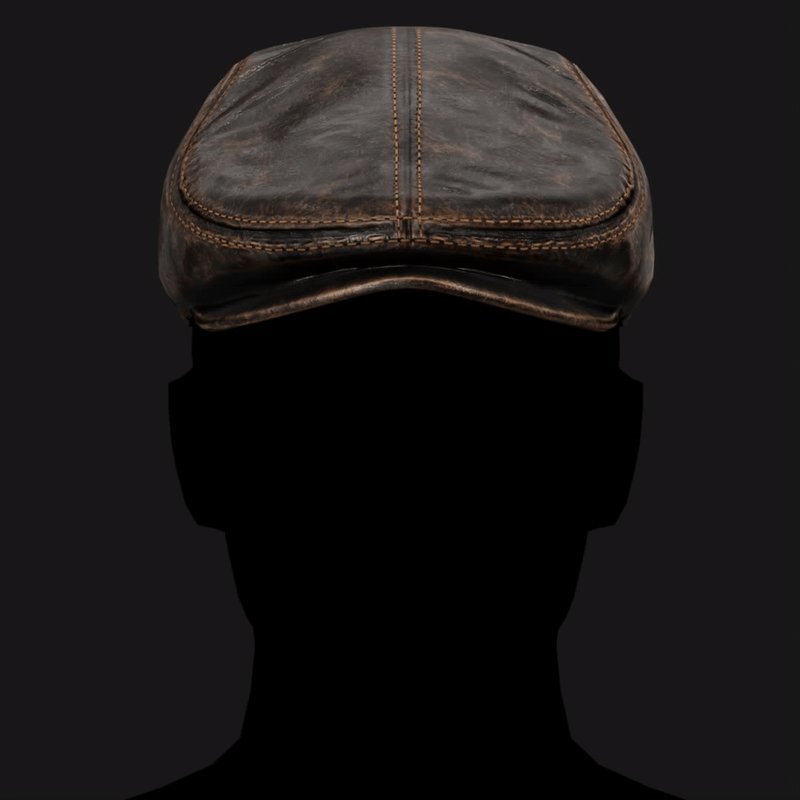 Classic Black Leather Flat Cap Vintage | WOLVES STUDIO