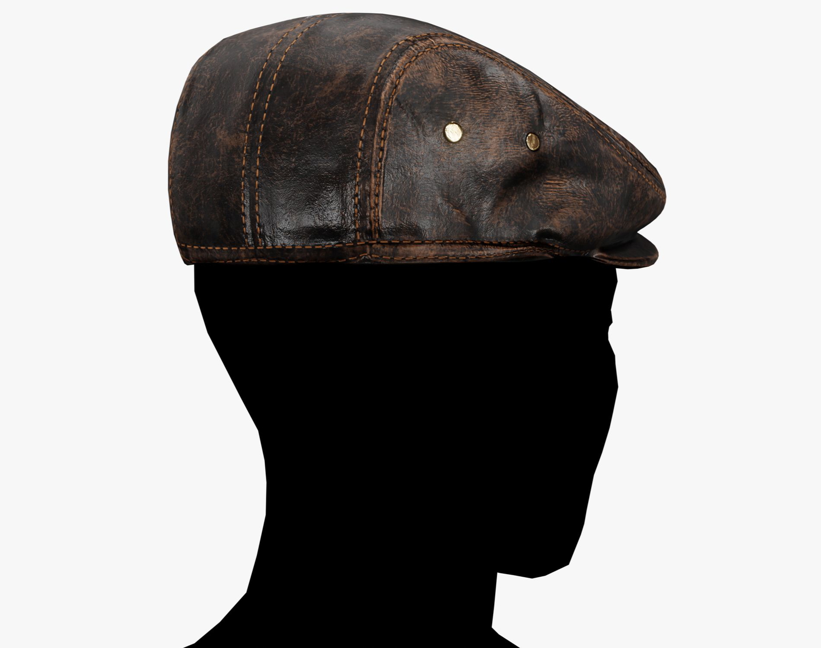 Classic Black Leather Flat Cap Vintage | WOLVES STUDIO