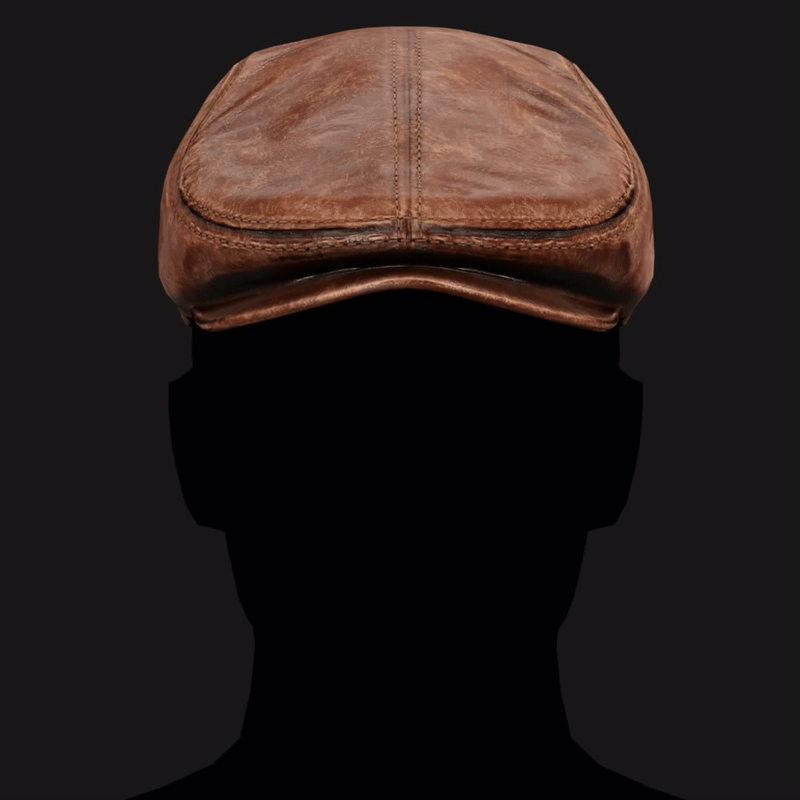 Classic Brown Leather Flat Cap Vintage | WOLVES STUDIO