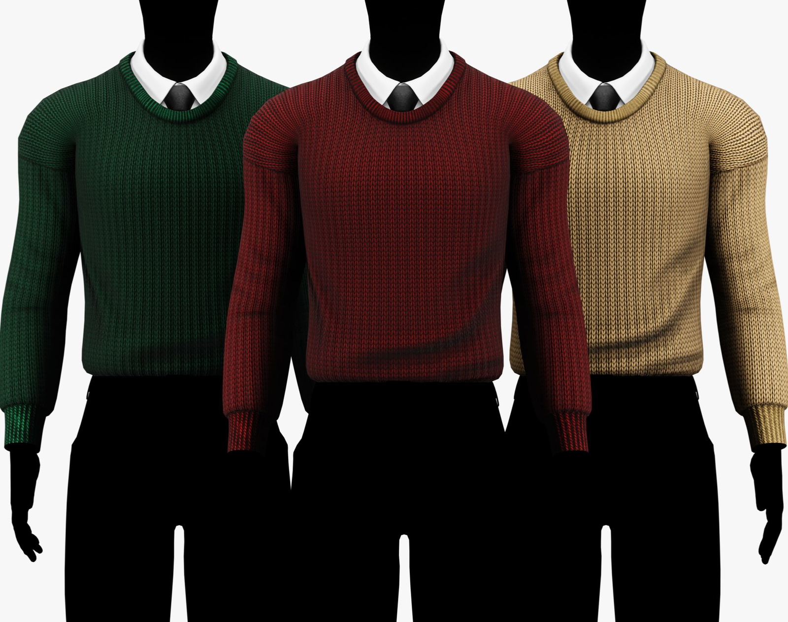 Men's Crew Neck Sweater + Shirt Collar with Tie Pack | WOLVES STUDIO