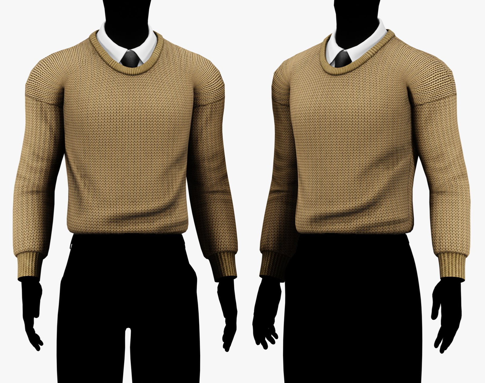 Men's Crew Neck Sweater + Shirt Collar with Tie Pack | WOLVES STUDIO