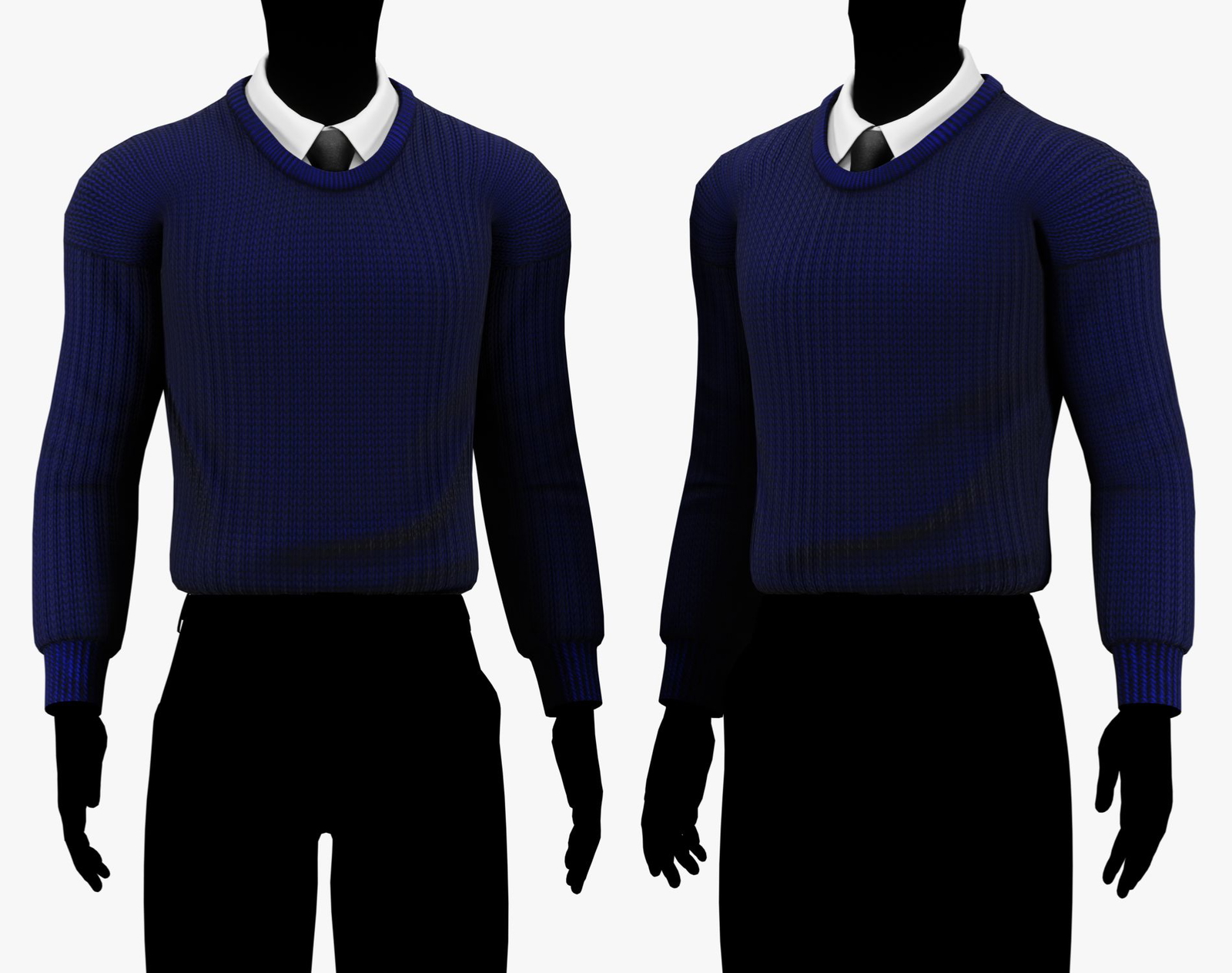 Men's Crew Neck Sweater + Shirt Collar with Tie Pack | WOLVES STUDIO