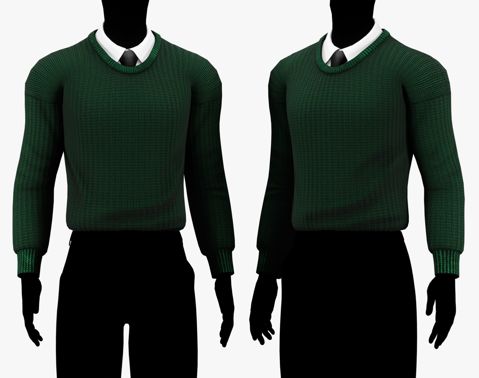 Men's Crew Neck Sweater + Shirt Collar with Tie Pack | WOLVES STUDIO