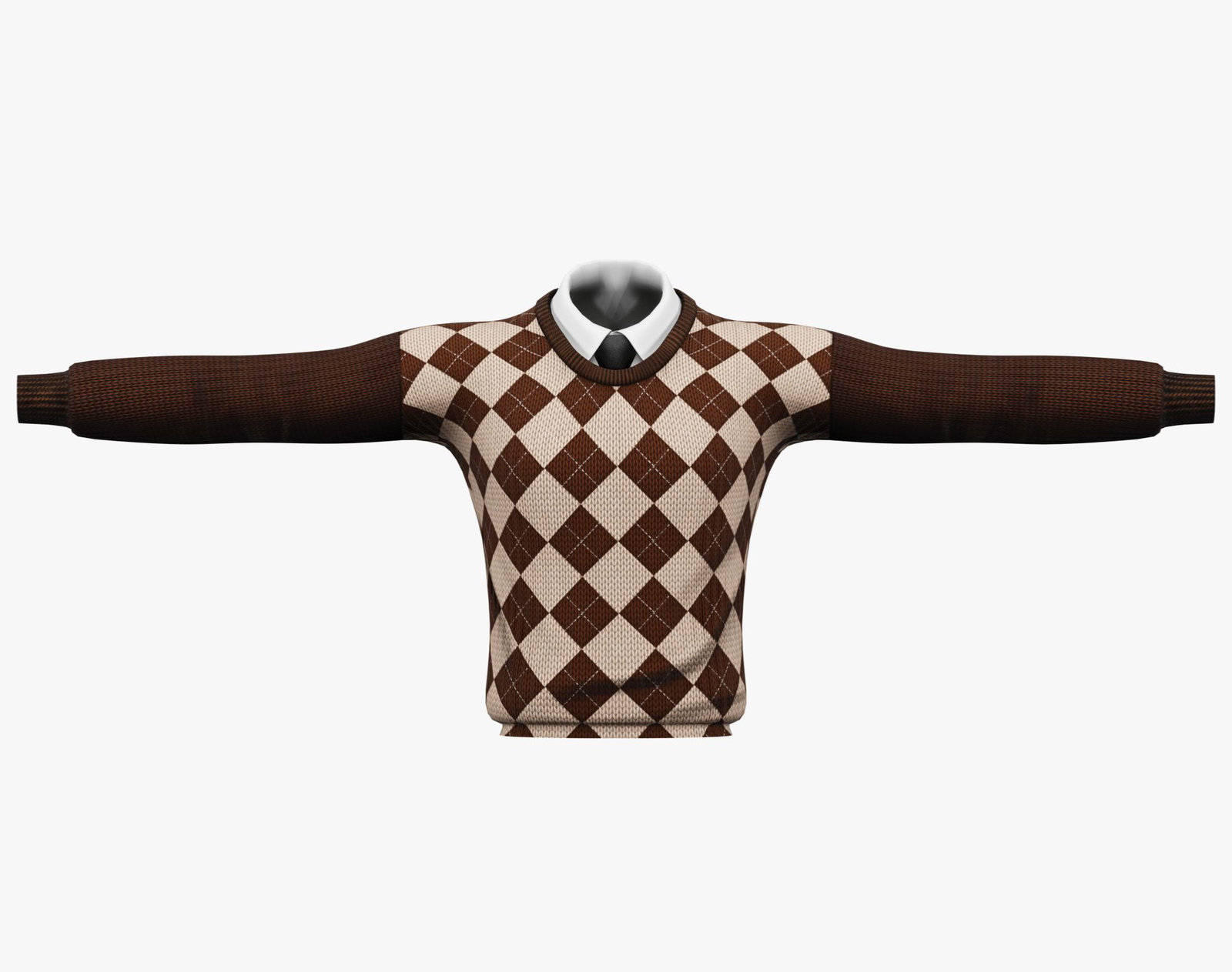 Men's Crew Neck Sweater Diamond Pattern + Shirt Collar with Tie Pack | WOLVES STUDIO