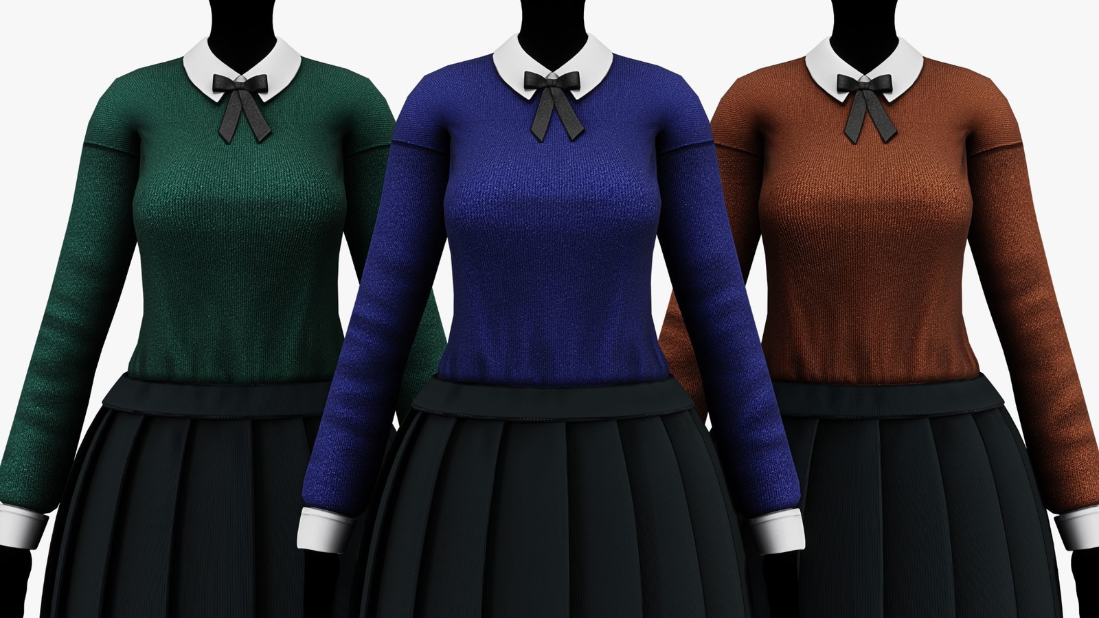 Women’s Sweater + Shirt Collar + Sleeves + Ribbon Pack - VRChat Clothing | WOLVES STUDIO