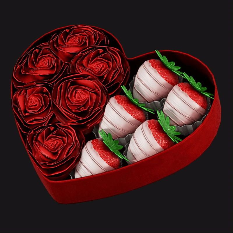 Valentine’s Heart Gift Box with Roses + Strawberry Candy | WOLVES STUDIO