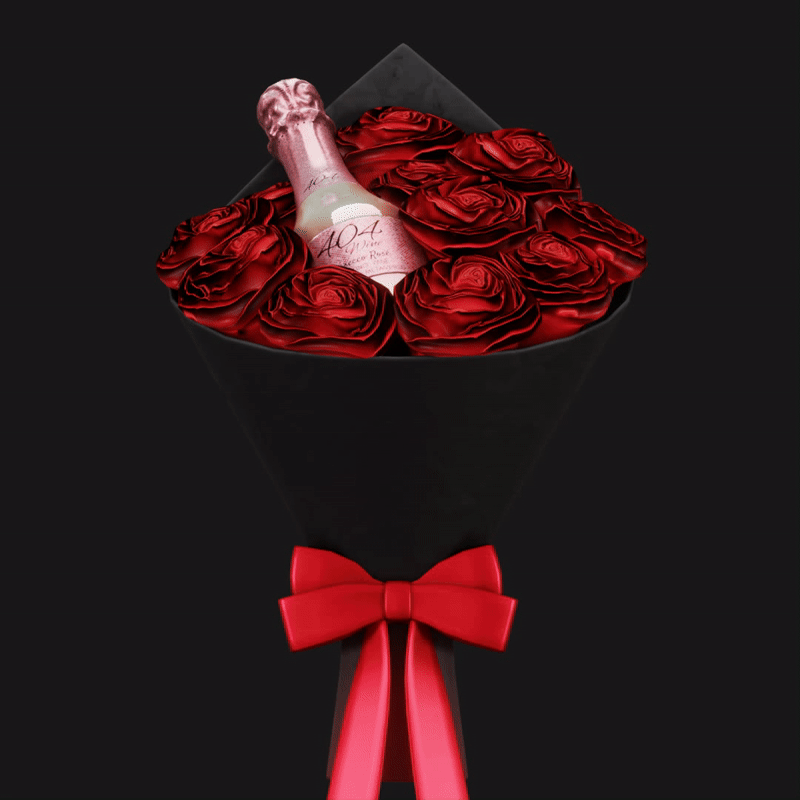 Valentine’s Wine Bottle + Bouquet - Romantic Gift Prop | WOLVES STUDIO