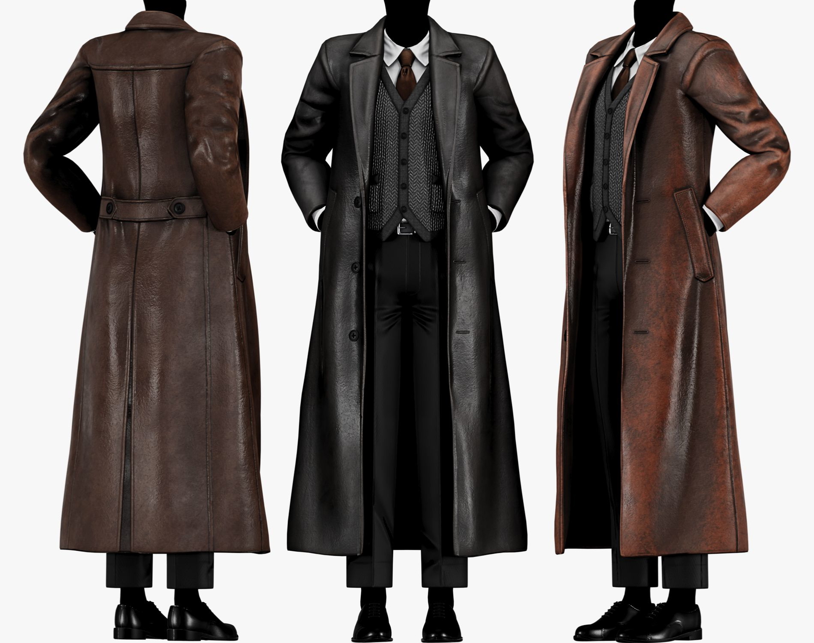 Classic Mens Winter Overcoat Leather Jacket | WOLVES STUDIO