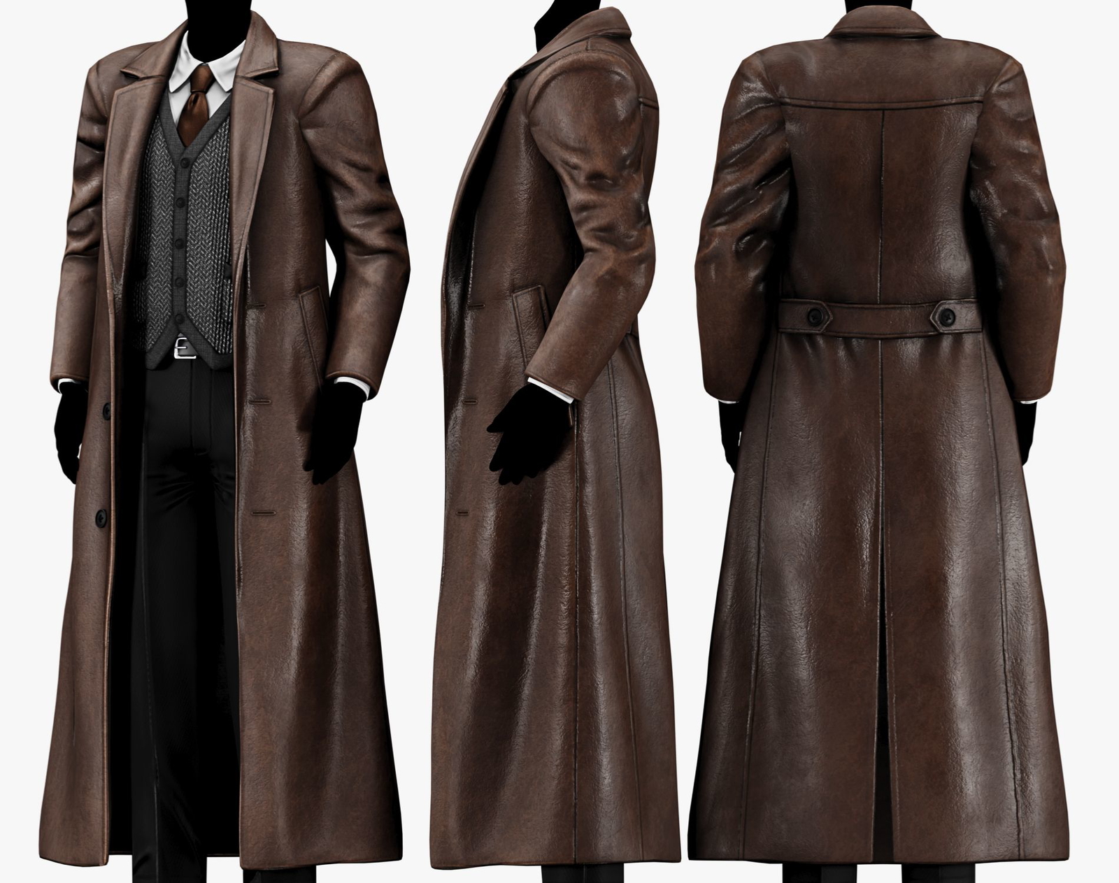 Classic Mens Winter Overcoat Leather Jacket | WOLVES STUDIO