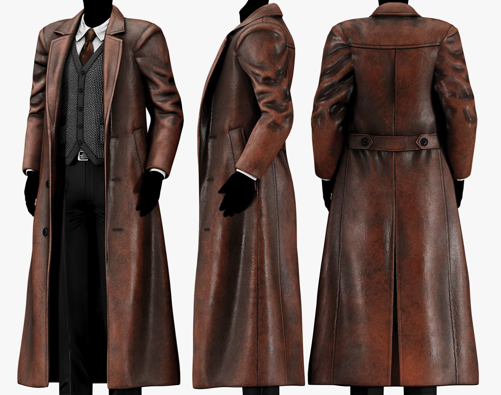 Classic Mens Winter Overcoat Leather Jacket | WOLVES STUDIO