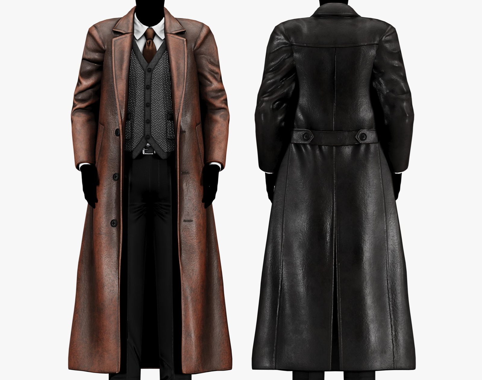 Classic Mens Winter Overcoat Leather Jacket | WOLVES STUDIO