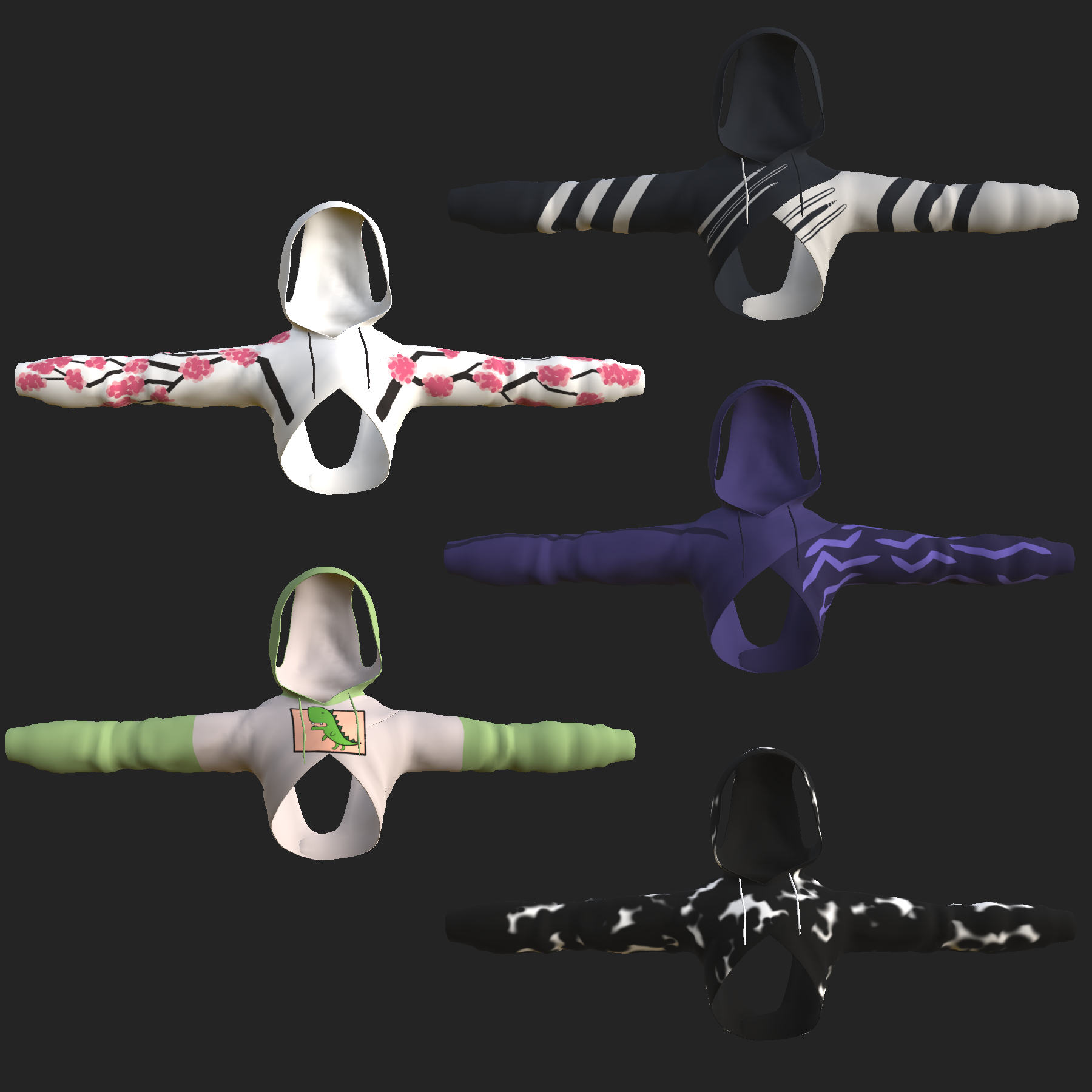 Texture design 5-pack for Crop Top Hoodie