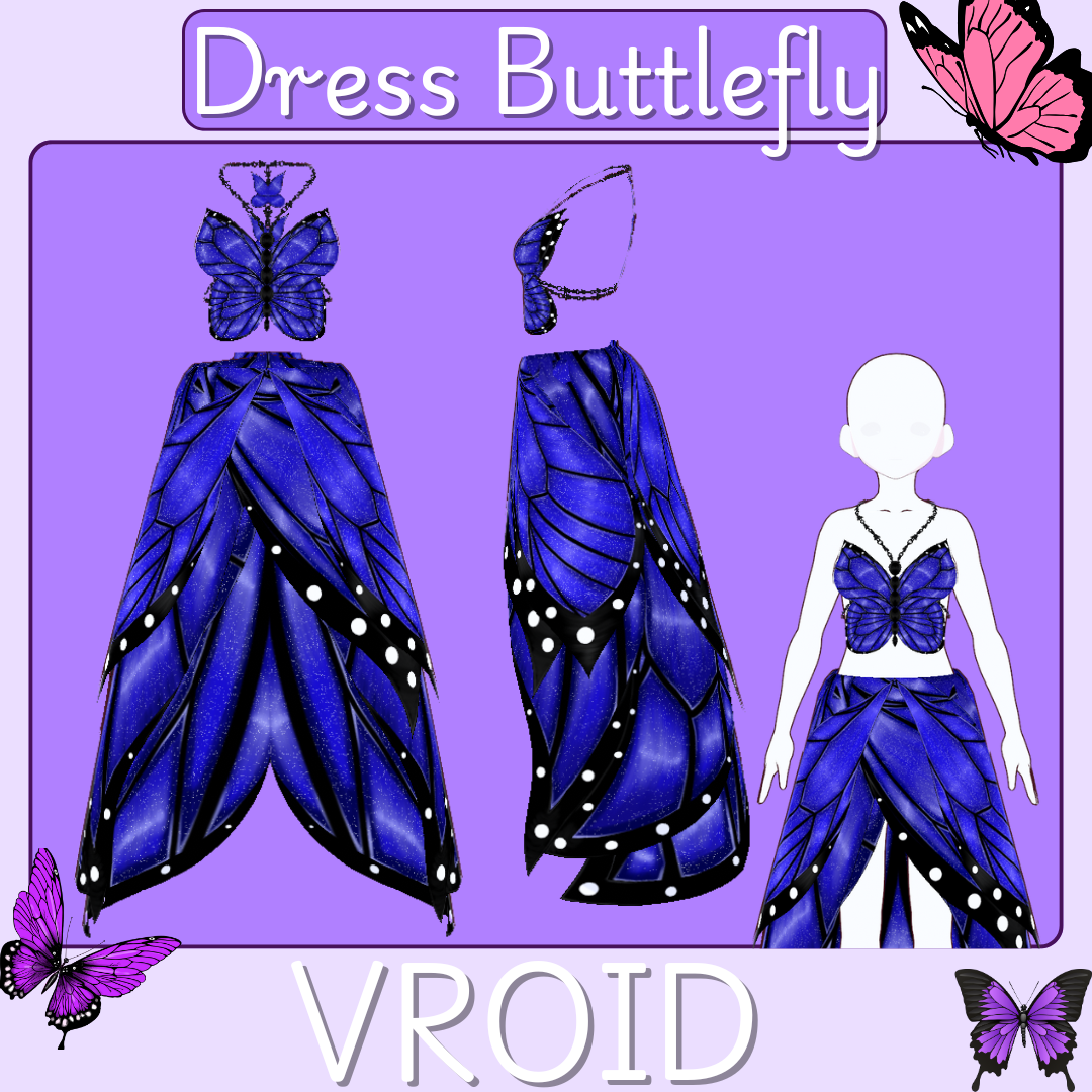 Dress Buttlerfly [Vroid] / Texture / Custome / Vroid Clothes and Textures