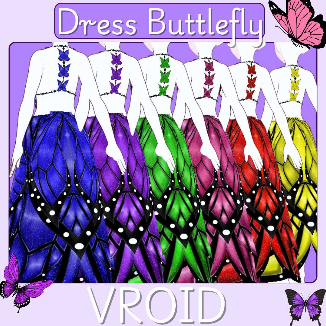 Dress Buttlerfly [Vroid] / Texture / Custome / Vroid Clothes and Textures