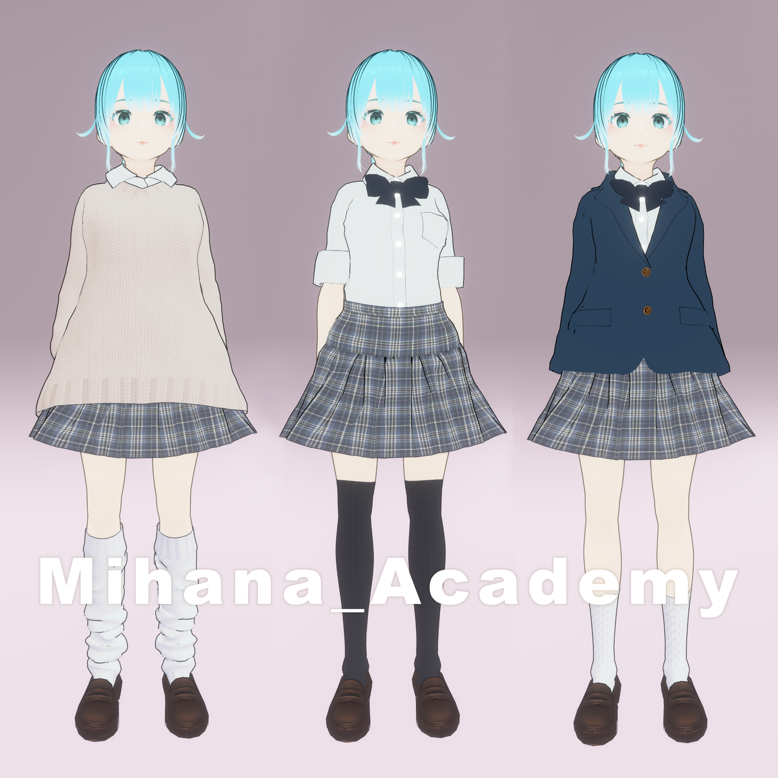 Mihana_Academy – VRChat / VRM 3D Avatar (Uniform Set) (Golden Package)