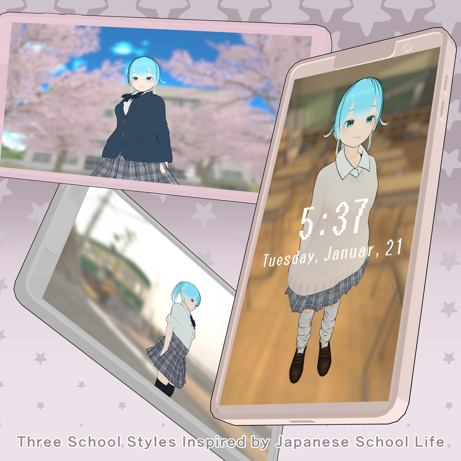 Mihana_Academy – VRChat / VRM 3D Avatar (Uniform Set) (Golden Package)