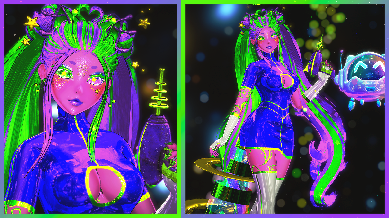 ★ AELINA ★ | VRCFT | Genderfluid Alien Kitty | PC & Quest | VRChat Avatar