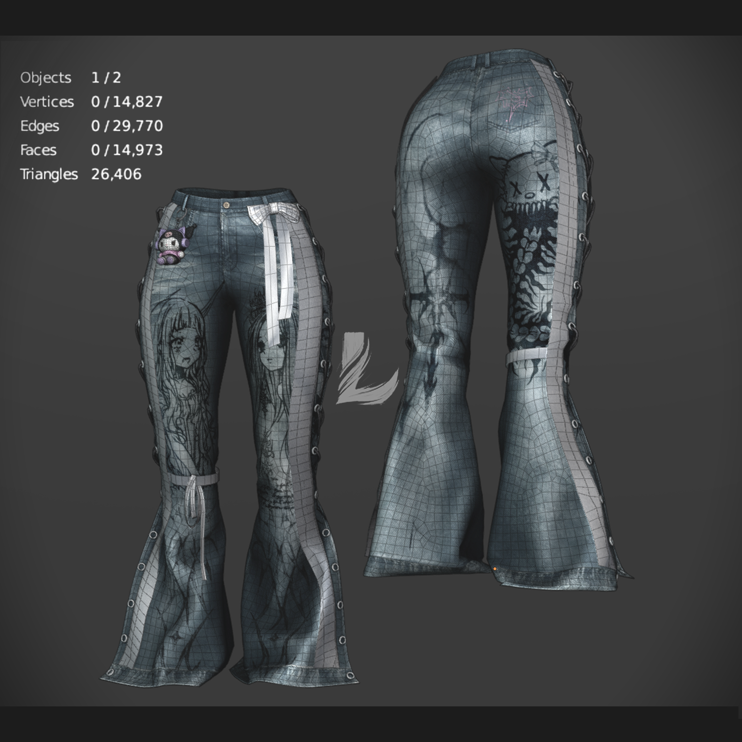 Y2K PANTS + KEYCHAIN (Personal and commercial)