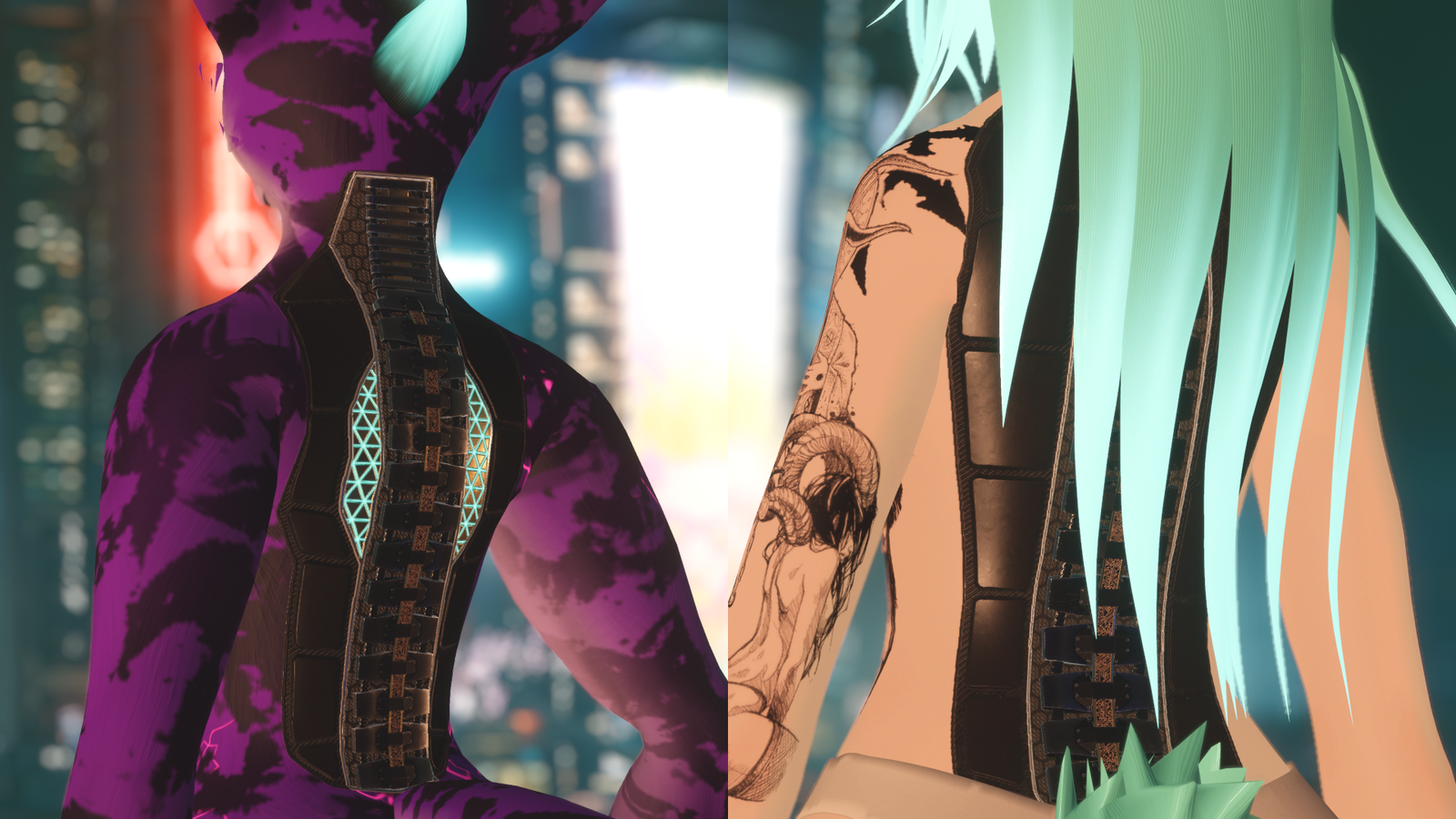 External Reinforced Spine Cyberwear (FaraRex, Pandabear Female Base, Torinyan ToriBase & Generic Rig)