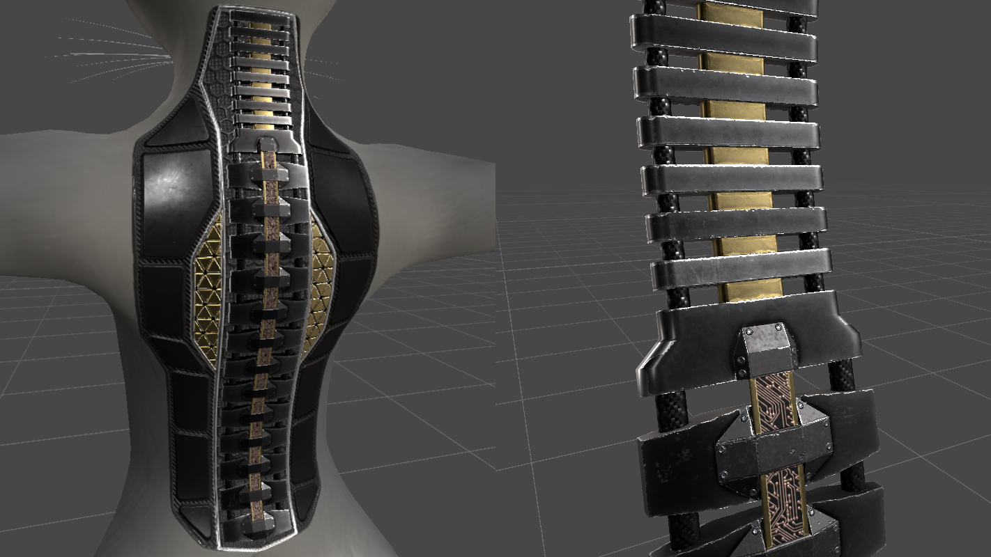 External Reinforced Spine Cyberwear (FaraRex, Pandabear Female Base, Torinyan ToriBase & Generic Rig)