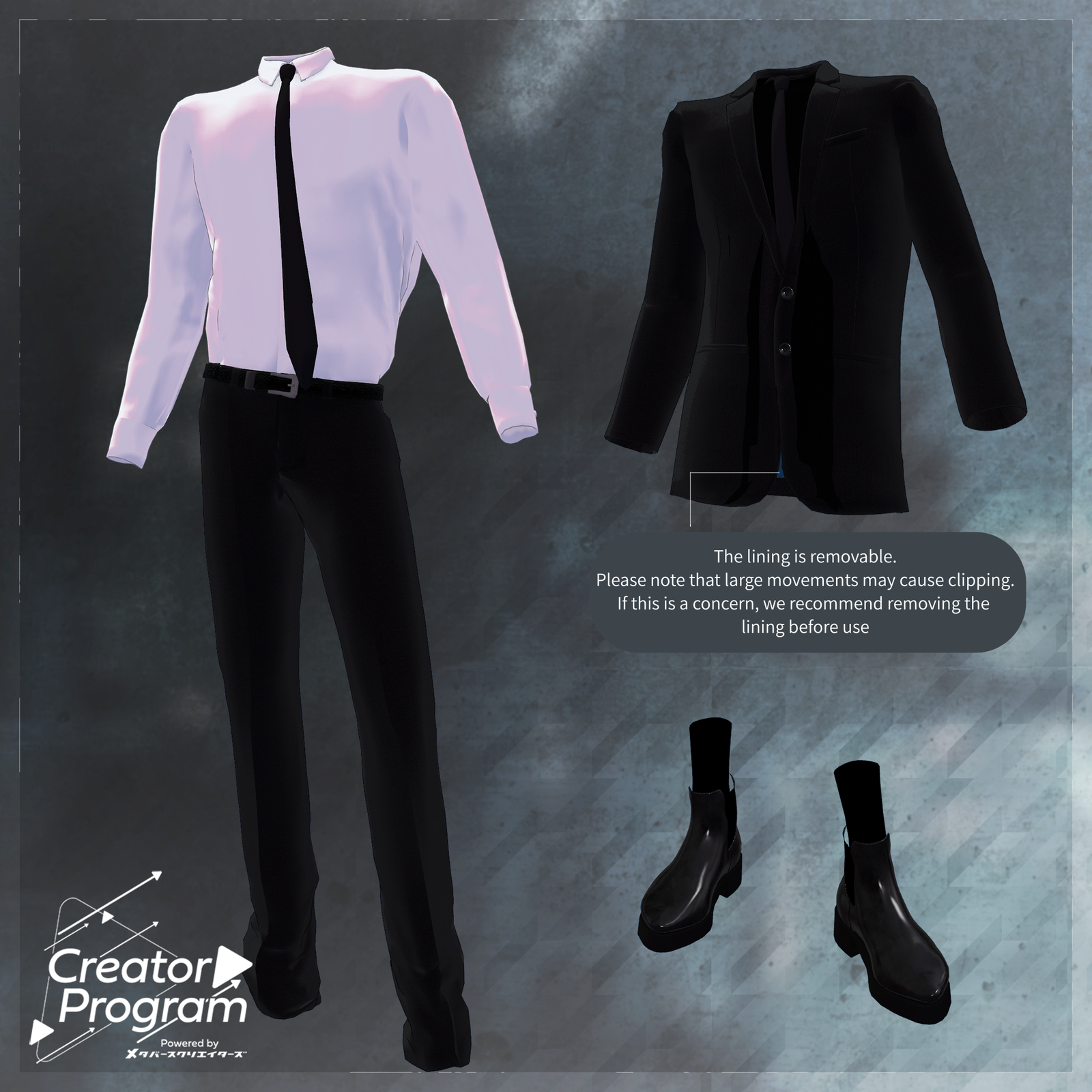 Unwind Black Suit (Includes Necktie & Collar Gimmick)